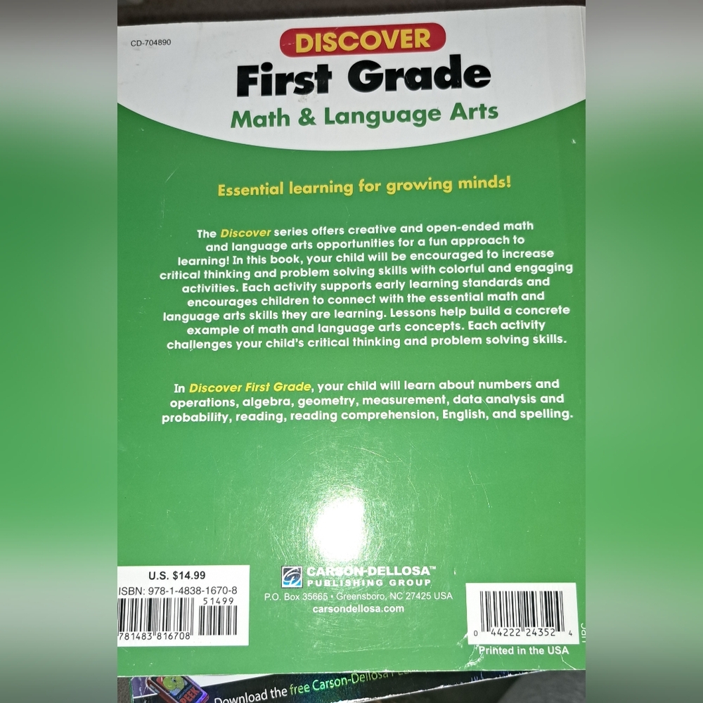 Discover First Grade: Math - Language Arts Challenging Exercises Activities Home - Picture 2 of 5